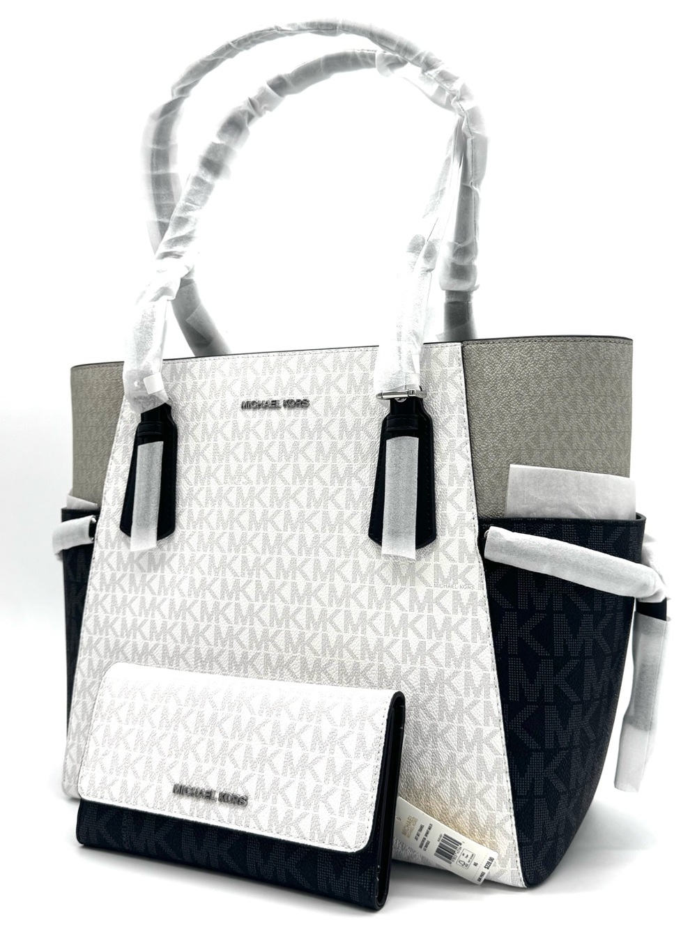 Michael Kors Voyager Large Color-Block Logo Tote Bag w Matching Trifold Wallet